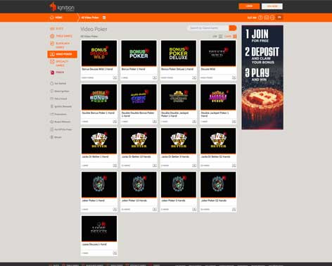 Screenshot Ignition Casino Most Popular Games Blackjack