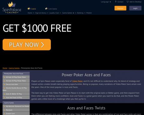 Screenshot Spin Palace Power Poker